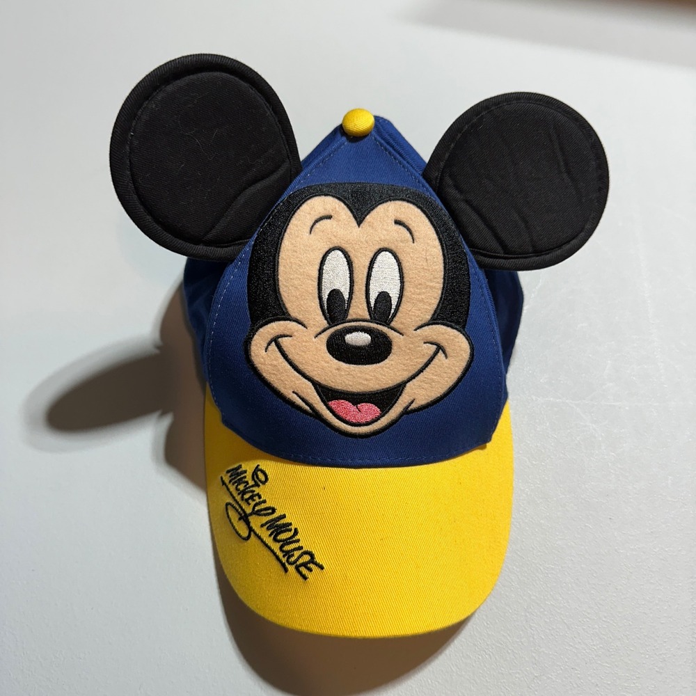 Disney Parks Mickey Mouse Youth Hat Blue Yellow Snapback 3D Ears Disneyland Cap